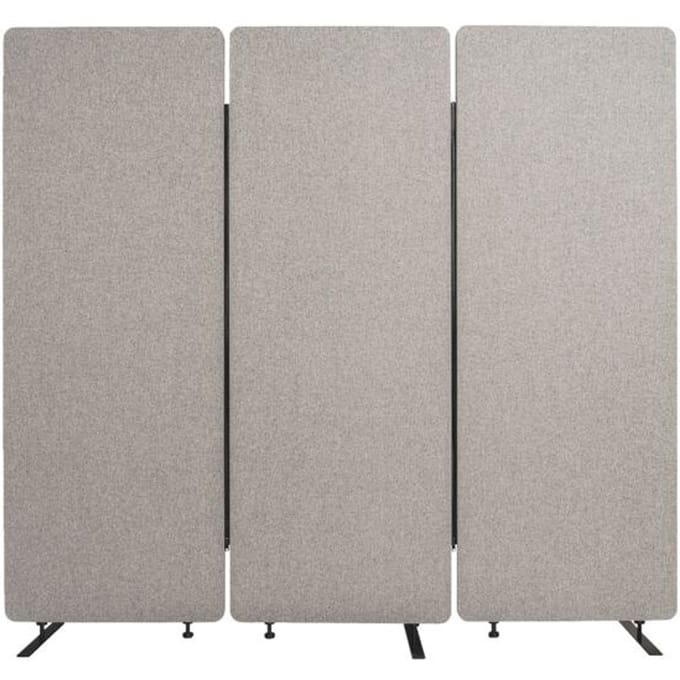 Akoestische scheidingswand Luxor - 3 panelen -  Post-Consumer Recyclingmaterialien - B 1830 x D 35 x H 1680 mm - leigrijs