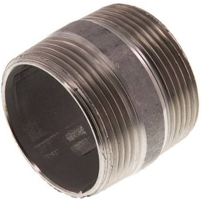 R 1 1/2'' RVS Dubbele Pijpnippel 20 Bar DIN 2982 - 40mm