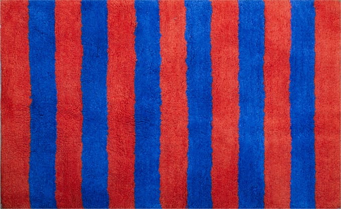 Kitsch Kitchen - Badmat gestreept oranje/donkerblauw