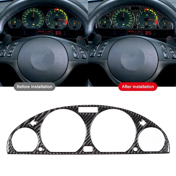 Koolstofvezel Middenconsole Instrumentenpaneel Afdekking Sierlijst Past voor BMW E46 M3 9805 black
