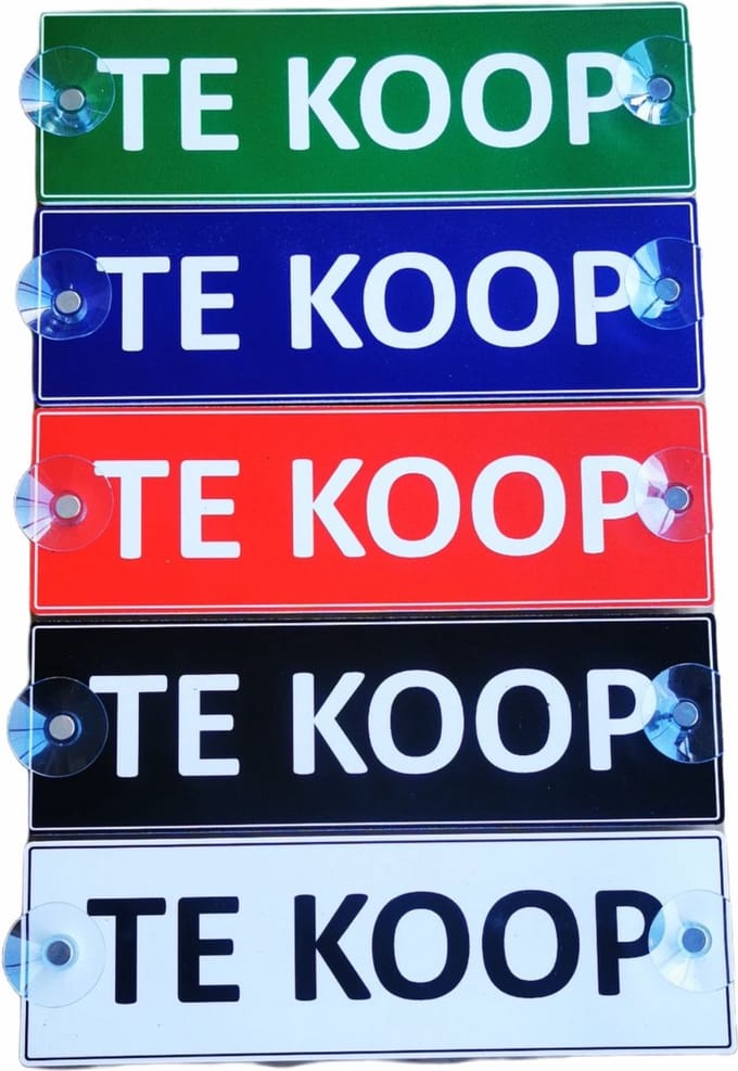 Licht gewicht Te koop bordje met zuignappen groen-wit 29x9cm