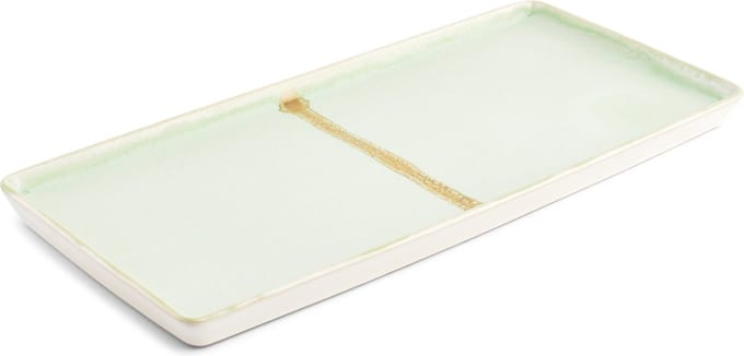 Salt & Pepper Serveerschaal 14x32cm groen Flow (Set van 2)