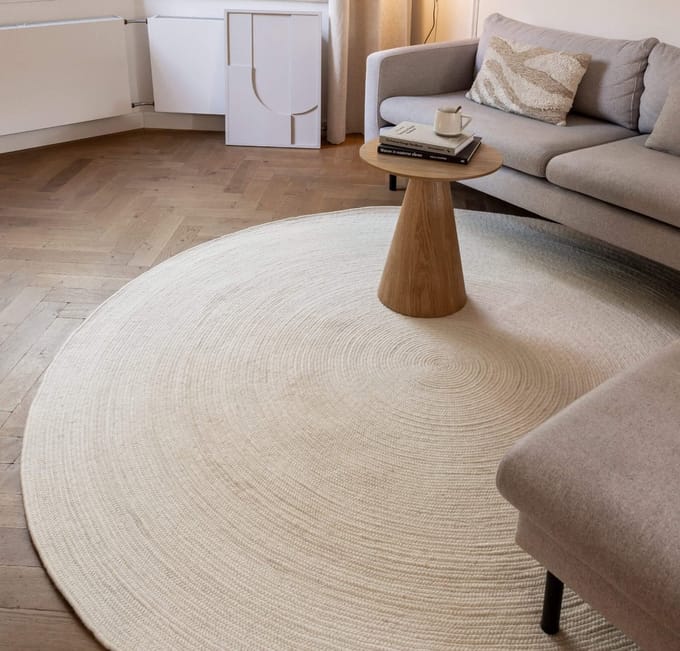 Rond wollen vloerkleed Gapo wit - Rond 150 Ø - (M)