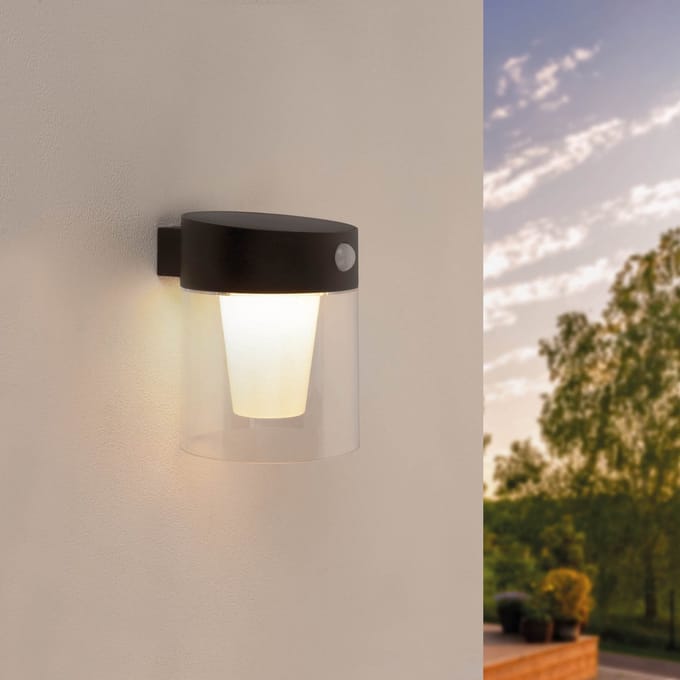 Ledvion - LED Solar Wandlamp - 0.5W - 3000K - IP44 - Zwart
