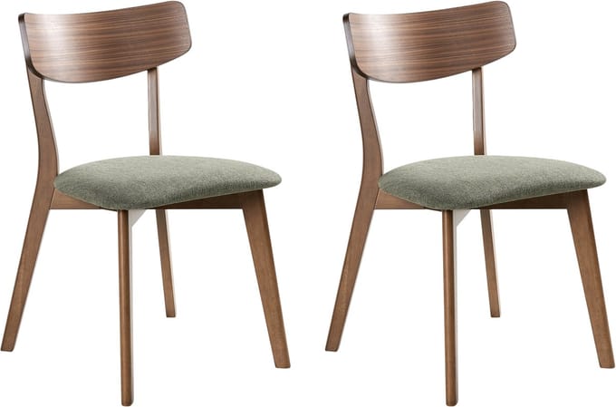 HOPE - Eetkamerstoel set van 2 - Donkerbruin/Groen - Donker hout/Stof