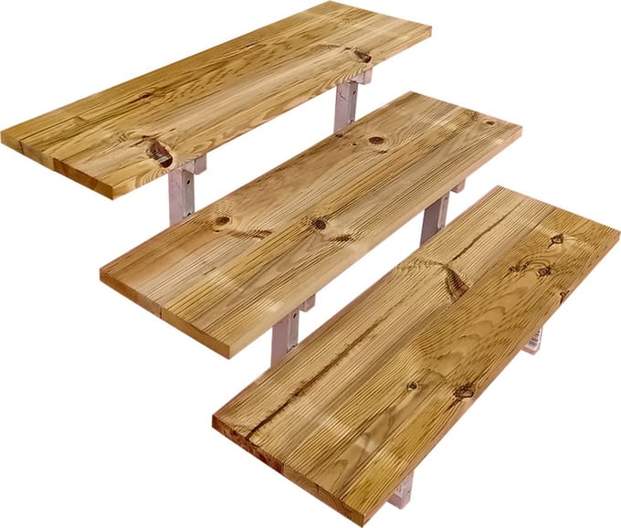 Buitentrap staal OSLO H54cm - 3 treden geïmpregneerd hout breedte 60cm