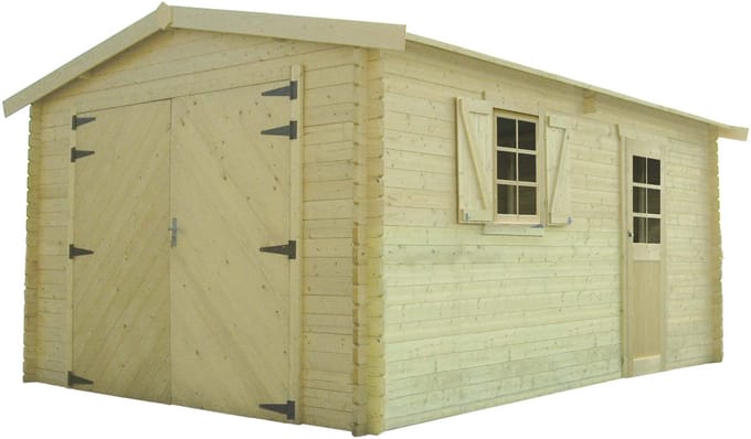 Solid Superia Traditional Wood Garage - Geïmpregneerd Hout - Zadeldak - 358x538x264cm