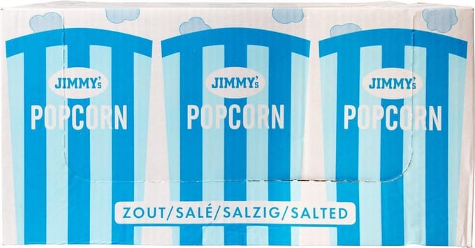 Jimmy's Popcorn - Zout - 6 handige tubs x 90 gram
