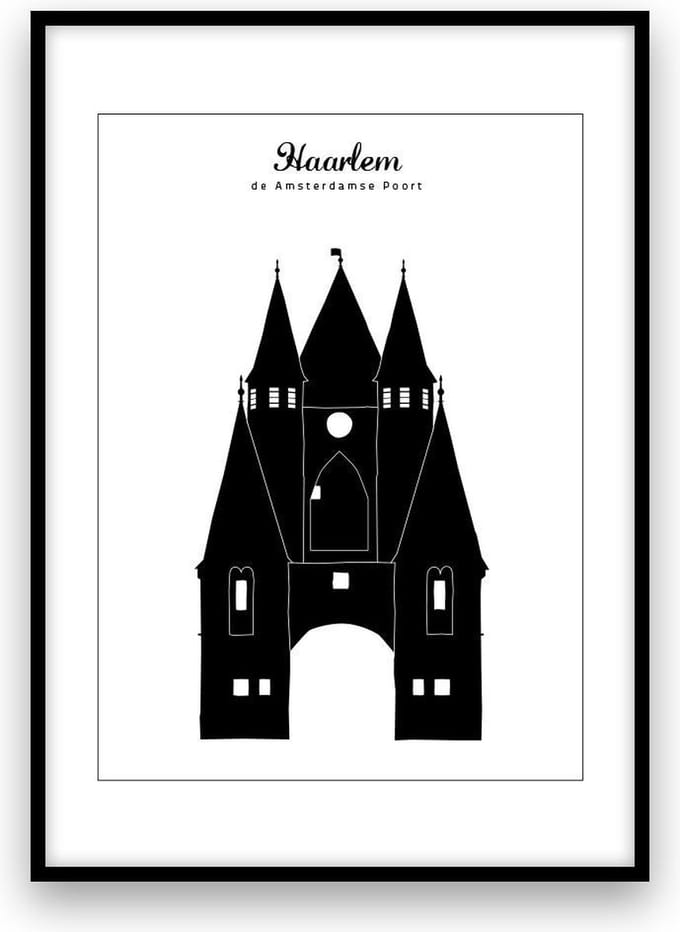 Haarlem stadposter - Zwart-wit