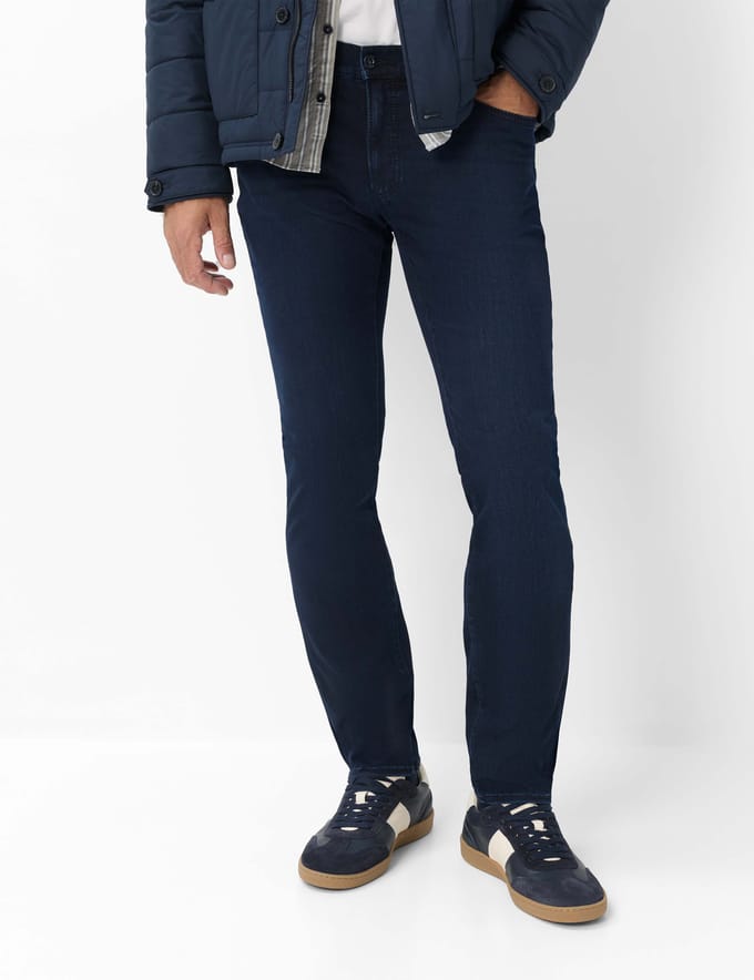 Brax Heren Jeans  Style CHUCK BLUE BLACK USED, denim donkerblauw, maat 32/36
