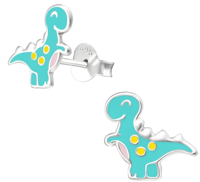 Joy|S - Zilveren dinosaurus oorbellen - 13 x 10 mm