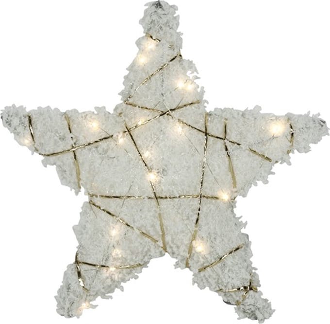 Kerstster met 20 leds warm-wit sneeuw glittergoud