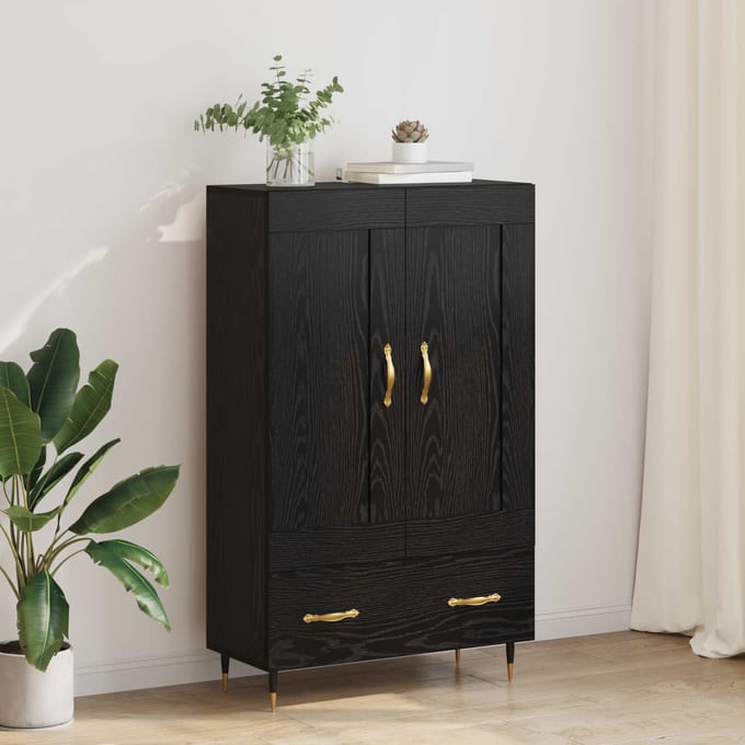 vidaXL - Highboard - Zwart - Eiken - 69,5 - x - 31 - x - 115 - cm - Bewerkt - hout