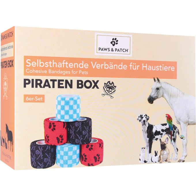 6x PAWS & PATCH zelfklevende plakdoos piraat hond