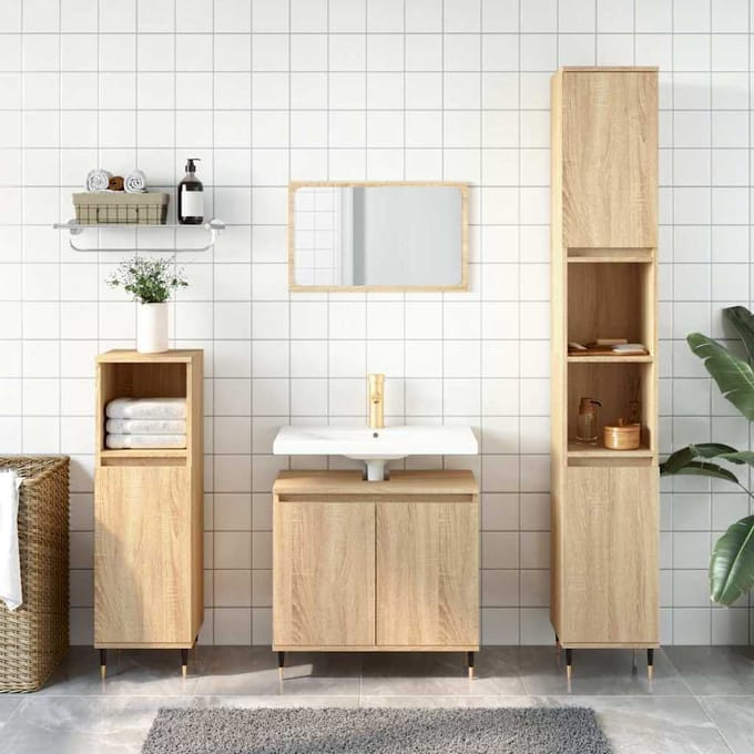 vidaXL - Badkamerkast - 58x33x60 - cm - bewerkt - hout - sonoma - eikenkleurig