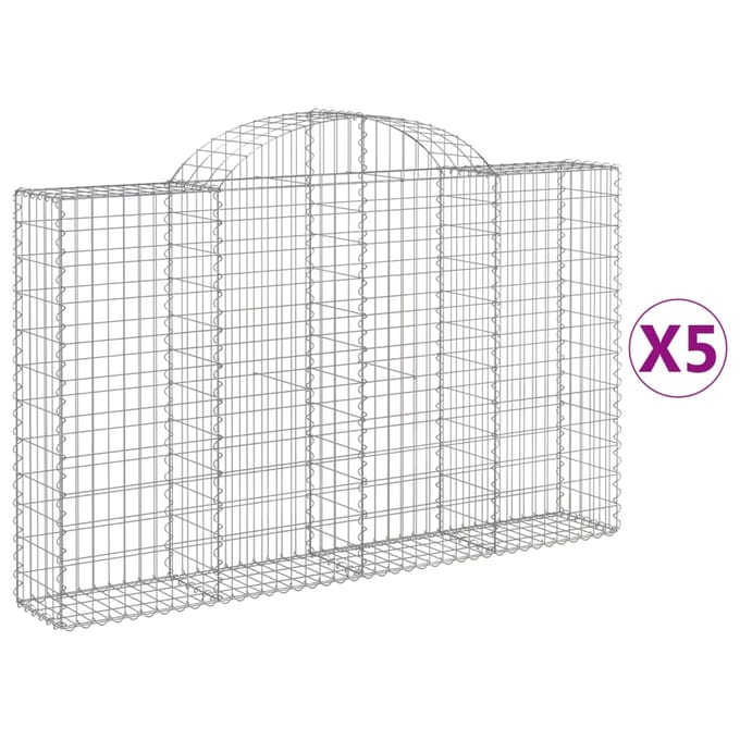 vidaXL - Schanskorven - 5 - st - gewelfd - 200x30x120/140 - cm - ijzer