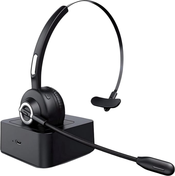 Nince Draadloze Headset met Microfoon – Bluetooth Headset – Draadloos – Headset Met Microfoon - Voor Laptop, PC & Smartphone – Zwart