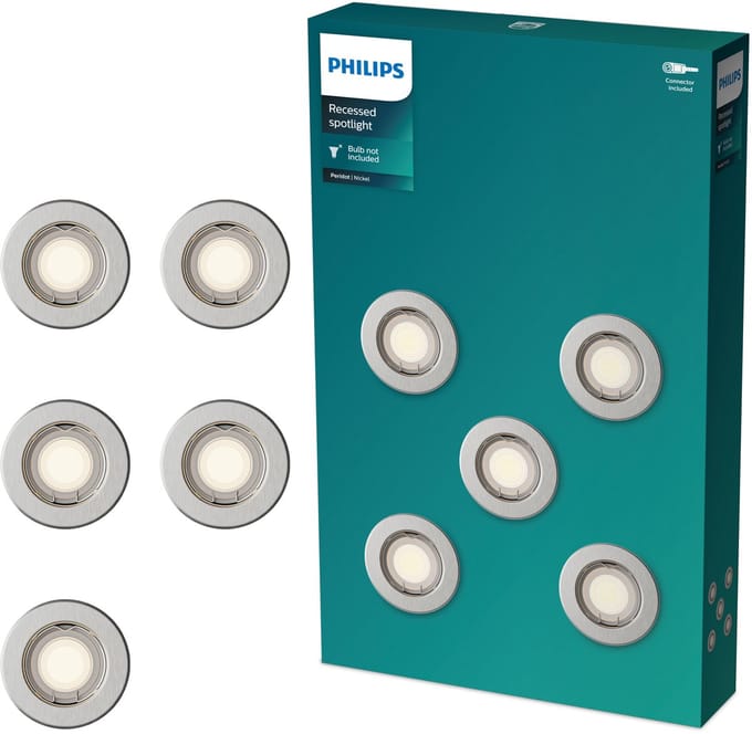 Philips Peridot inbouwspot - GU10 fitting - Nikkel - Rond - Vaste kop - 5-pack