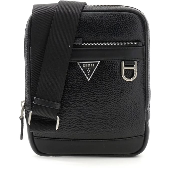 GUESS Leren schoudertas Monaco Crossbody Black zwart