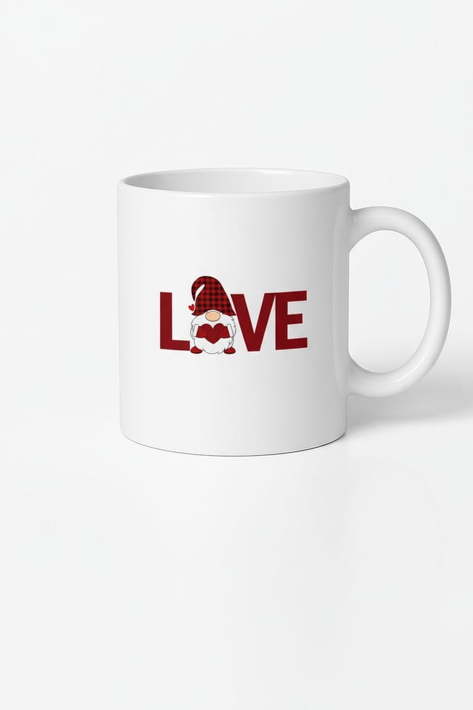 Valentijnsdag Mok Liefde Kabouter Design Plaid Hart - Uniek Cadeau