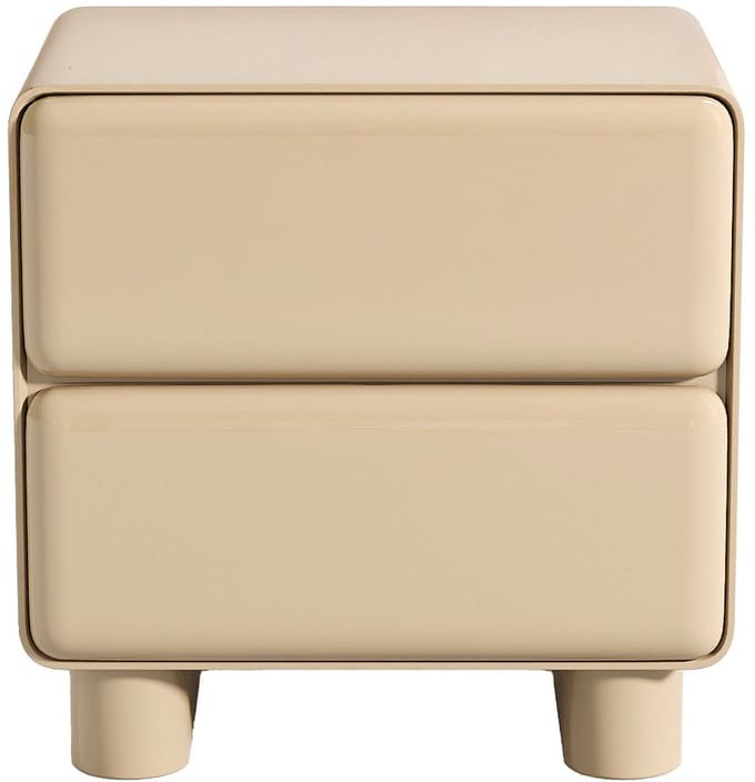 Vente-unique Nachtkastje met 2 laden - MDF - Beige gelakt - AUNELA