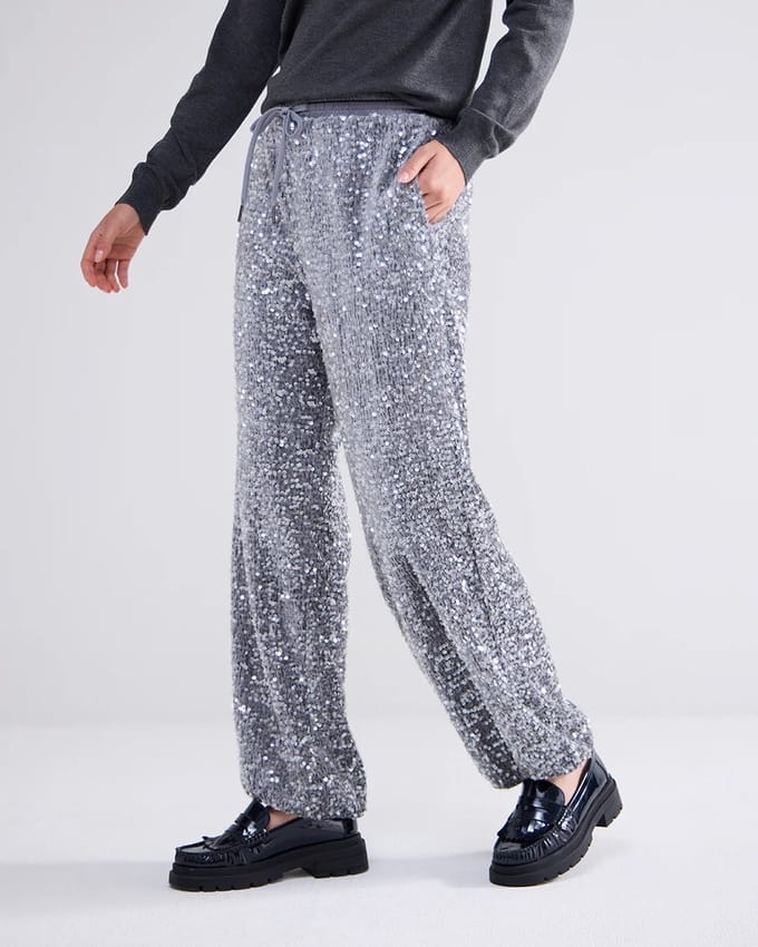 Summum Woman Pants Sequins Velours Cloud Größe: 40 | Straight Jeans Outlet | Damen