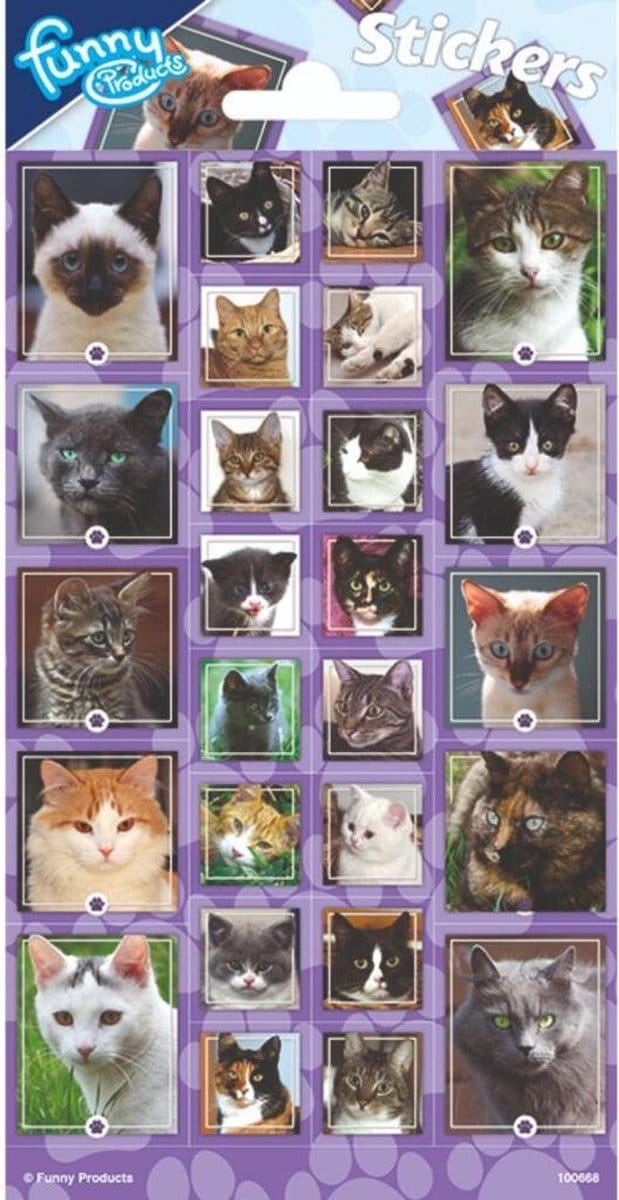 Funny Products Stickerset Cats Junior Paars 26 Stickers