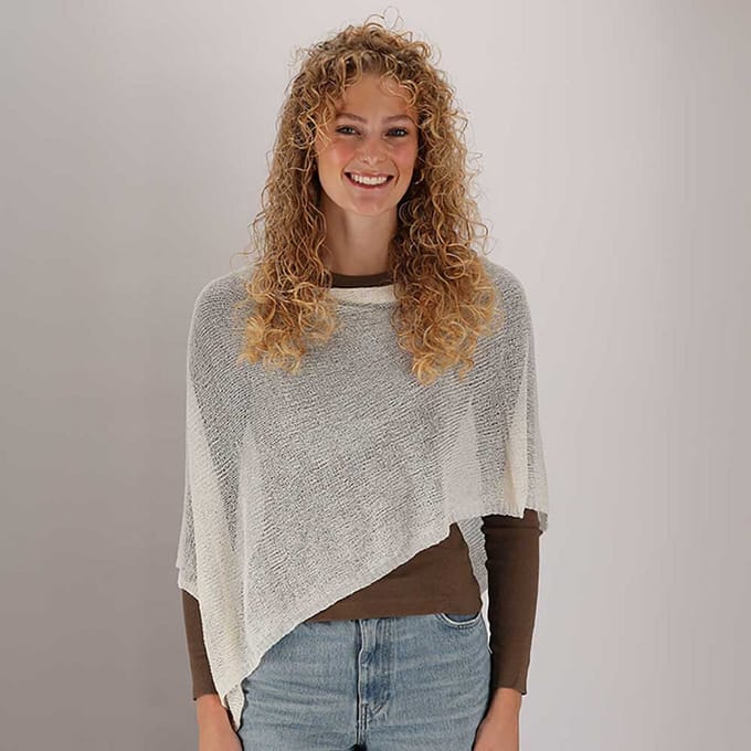 Gebreide zomerponcho - Dames - Offwhite - Off White