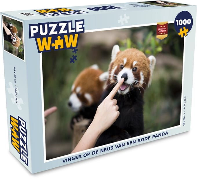Puzzel Panda - Hand - Rood - Legpuzzel - Puzzel 1000 stukjes volwassenen