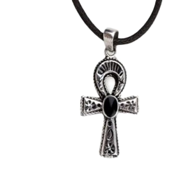 zilveren hanger Ankh met Onyx (K5453)