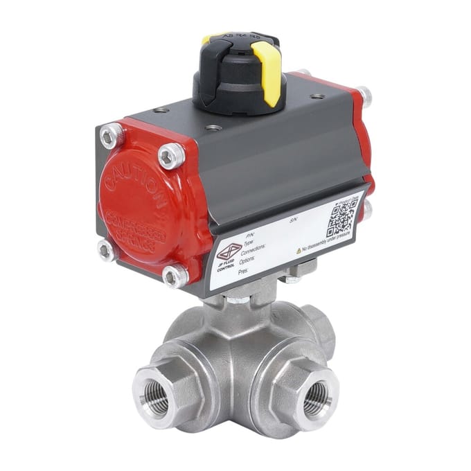 Rp 1-1/2'' T-Port 3-Weg Pneumatische RVS Kogelkraan Veer-Openend