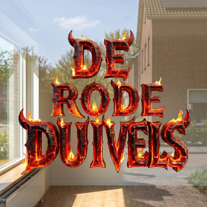 Raamstickers WK Belgie tekst 2026 Herbruikbaar – De Rode Duivels – MEDIUM 50cm breed