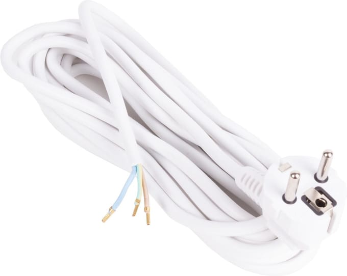 Benson Aansluitsnoer - haakse Schuko stekker - 5 meter - wit - 1.0 mm²