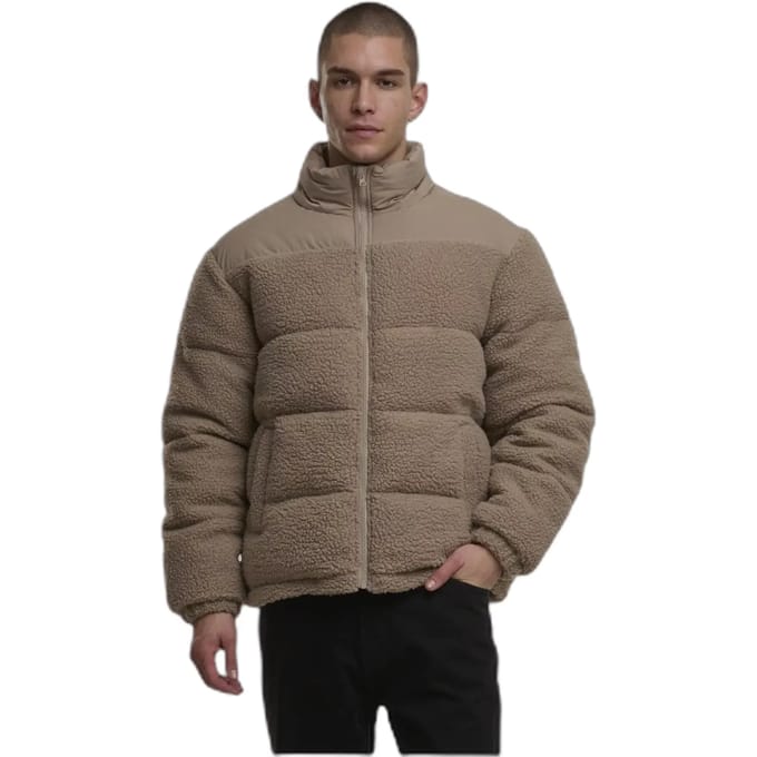 Urban Classics - Fabric Mix Teddy Gewatteerd jack - M - Paars