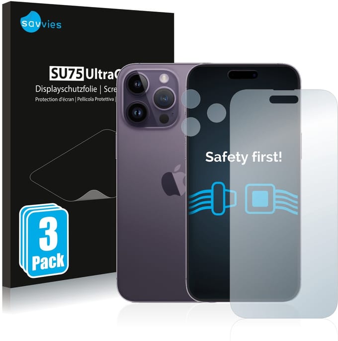 Savvies - Screenprotector voor Apple iPhone 14 Pro Max (Voor+Camera) - Folie Beschermfolie transparant 6 Stuks