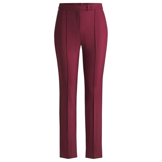 Boss Tizena-broek met hoge taille voor dames (Donkerrood)