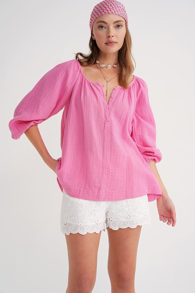 Geknoopte Mousseline Blouse