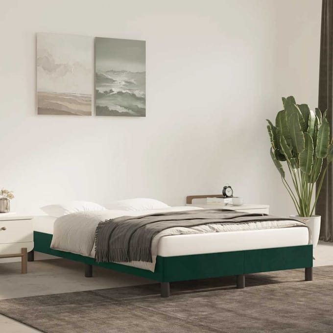 vidaXL - Bedframe - zonder - matras - 120x200 - cm - fluweel - donkergroen