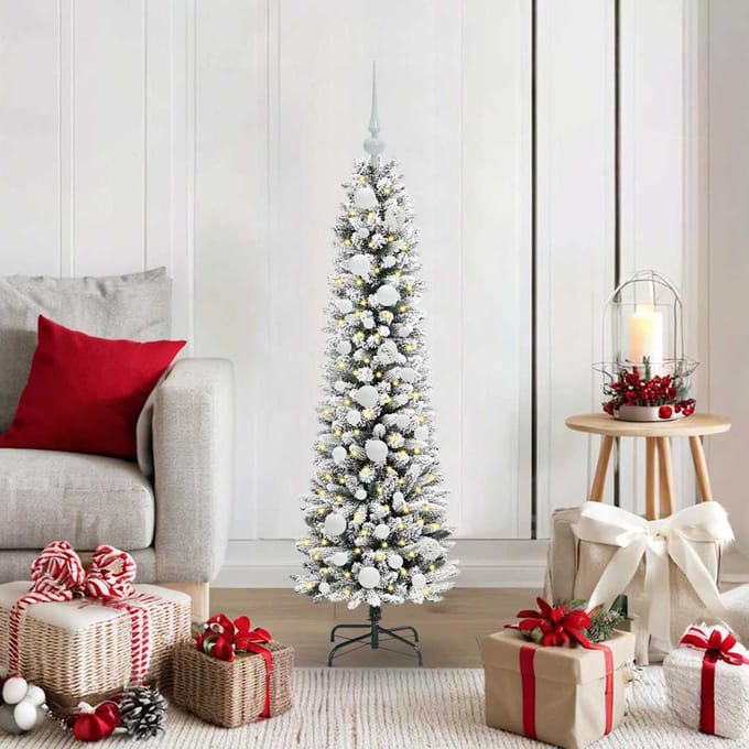 vidaXL - Kunstkerstboom - Wit - 120 - cm - PVC - en - Metaal - en - Plastic