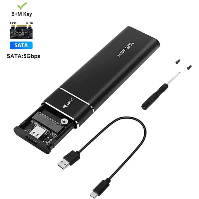 M2 SSD Behuizing Dual Protocol NVMe SATA SSD Behuizing Adapter 10Gbps USB 3.1 Type C Externe M.2 Behuizing Ondersteunt M Keys B&M Keys Only SATA Black black