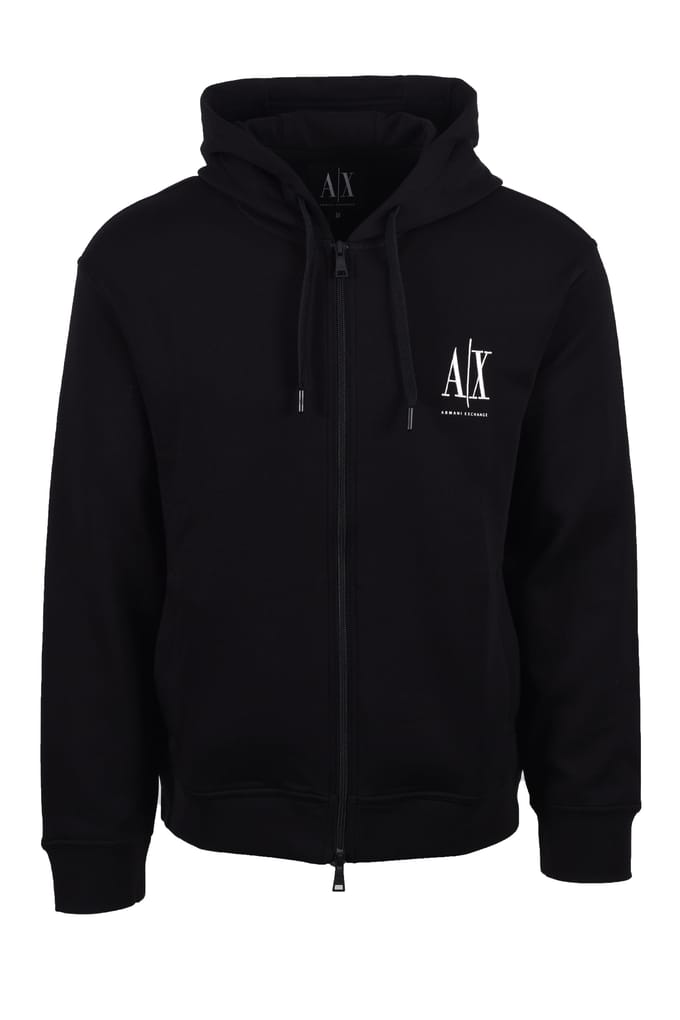 Armani Exchange Jersey Volledige Ritssluiting Hoodie Zwart