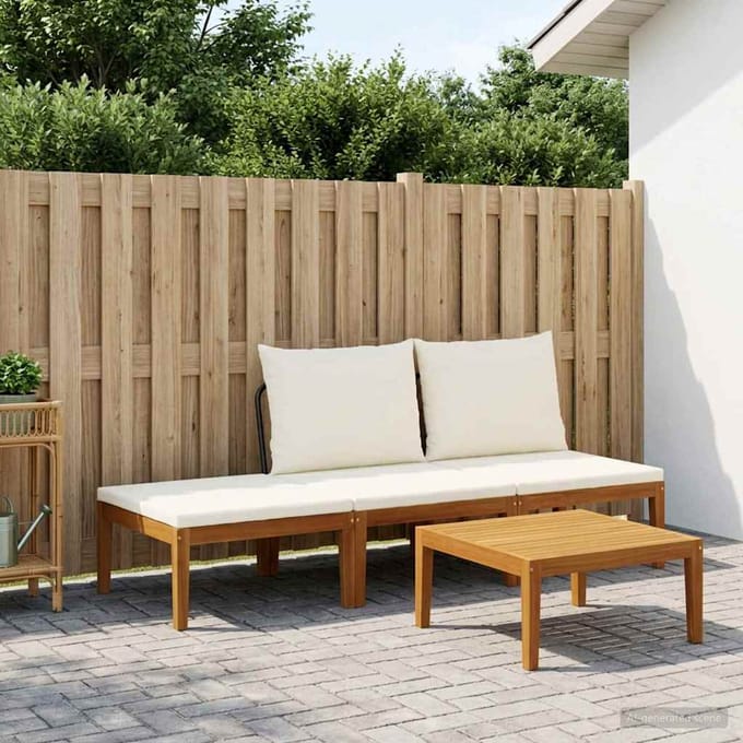 vidaXL - 4 - st - Massief - acaciahout - & - touw - Naturel