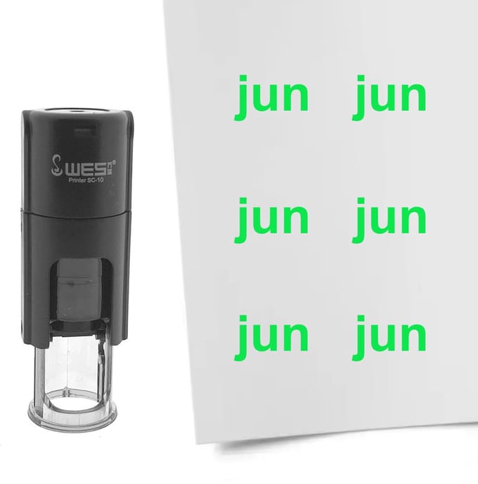 CombiCraft Stempel maand juni 10mm rond groene inkt - per 1 stuk
