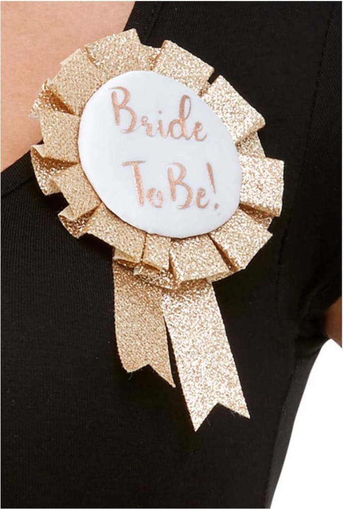 Smiffys - Bride To Be Rosette Kostuum Accessoire - Goudkleurig