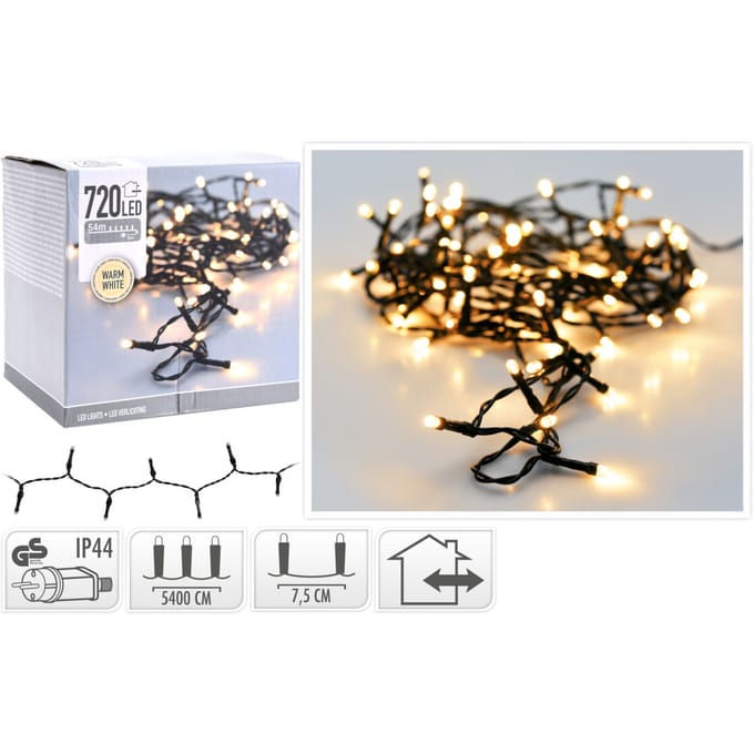 54 meter LEDverlichting / LEDsnoer met 720 LED's warm/wit | voor binnen en buiten
