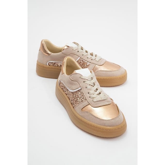 Felipe Glitter Leren Sneakers Dames