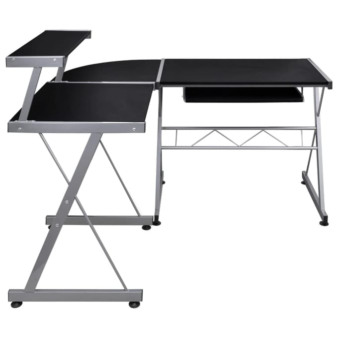 vidaXL - Hoekbureau - 132x112x99 - cm - bewerkt - hout - zwart