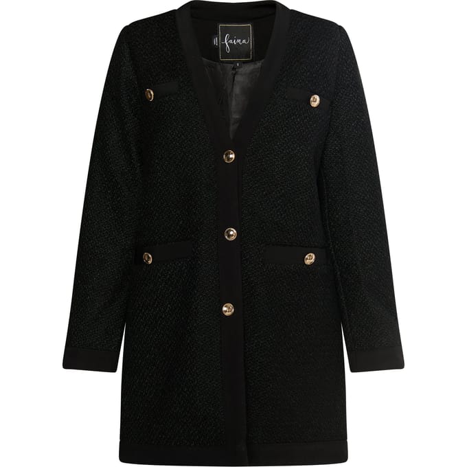 Faina Bouclé blazer Dames zwart