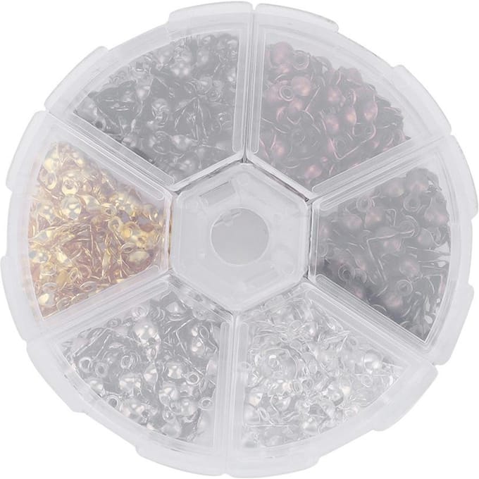 360pcs/boîte 6 Couleurs 5mm Calottes Embouts à Sertir Perles Conseils Kit de Fabrication de Bijoux gray