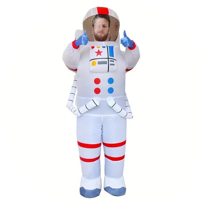 Combinaison gonflable d'astronaute, adulte One size (150-190cm) blanc